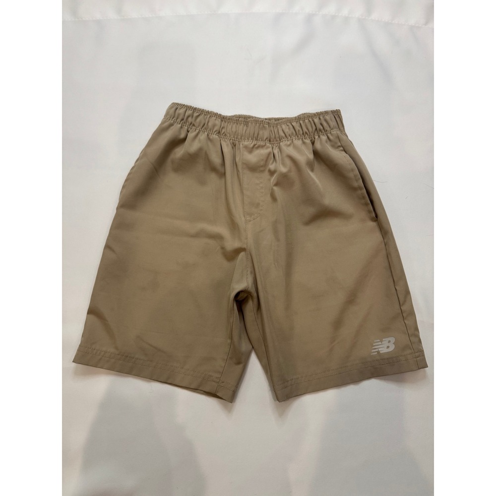 New Balance Athletic Shorts Kids Size 12 Tan Good Elastic Waist Reflective Logo‎